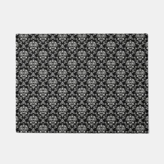 Black and White Damask Doormat