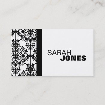 Black And White Damask Elegant Business Card by DamaskGallery at Zazzle