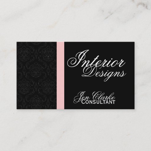 Customizable Black and White Damask Elegant Business Card