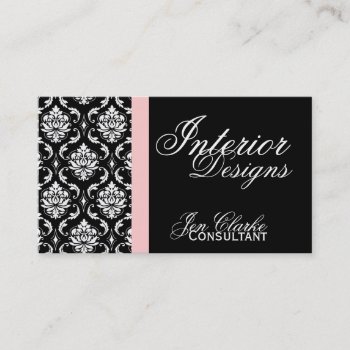 Black And White Damask Elegant Business Card by DamaskGallery at Zazzle