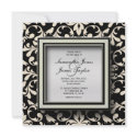 Black and White Damask Elegant Vintage Wedding Inv invitation