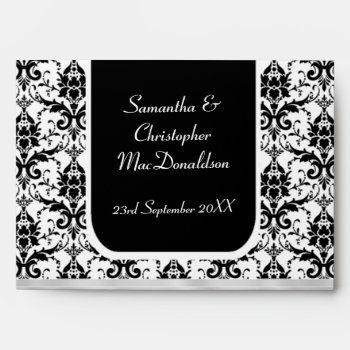 Black And White Damask Envelope by personalized_wedding at Zazzle