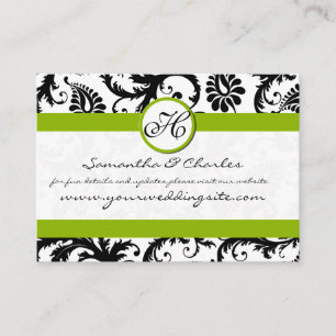Black and White Damask Floral with Apple Green Enclosure Card