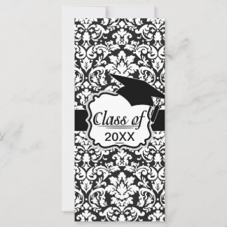 black and white damask flourish graduation