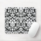black and white damask flourish mouse pad (With Mouse)