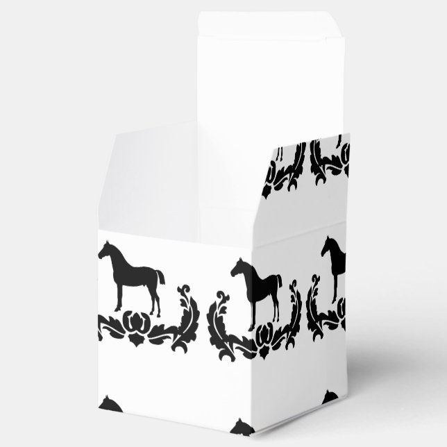 Black and White Damask Horse Favor Boxes (Opened)
