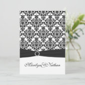 Black and White Damask II Wedding Invitation (Standing Front)