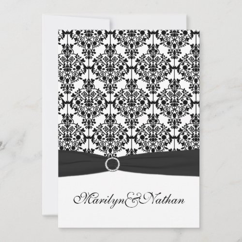 Black and White Damask II Wedding Invitation