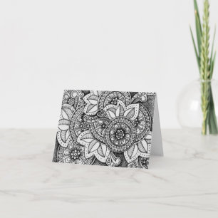 Black and White Damask Indian Mandala Thank You