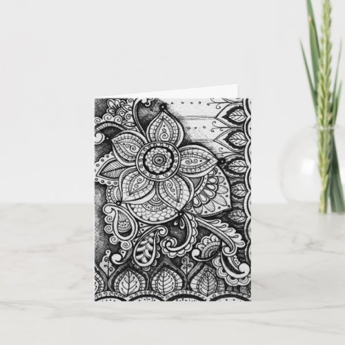 Black and White Damask Indian Mandala Thank You