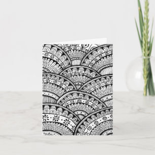 Black and White Damask Indian Mandala Thank You
