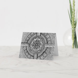 Black and White Damask Indian Mandala Thank You