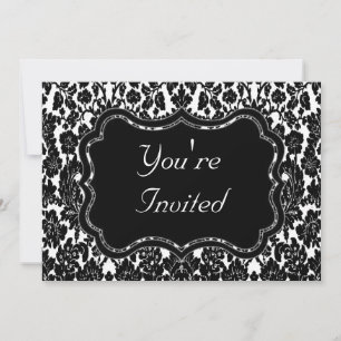Black and White Damask Invitation