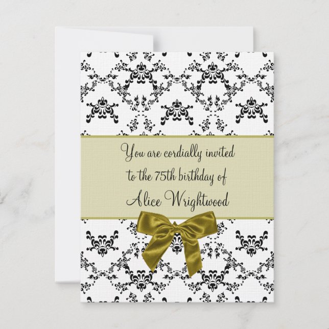 Black and white damask Invitation (Front)