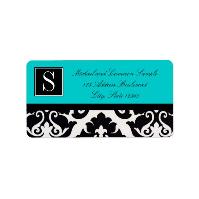 Black and White Damask Label (Front)