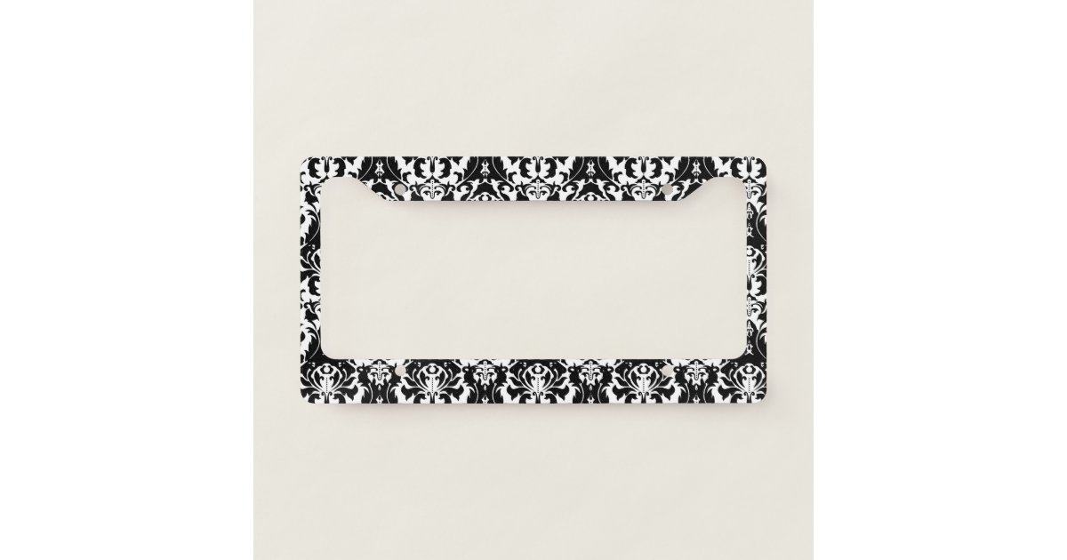 Black And White Damask License Plate Frame Zazzle 7151