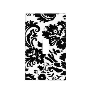 Black and White Damask Light Switch Cover
