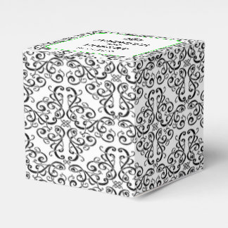 Black and White Damask Lime Wedding Favor Box