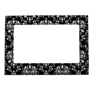 Black and White Damask Magnetic Frame