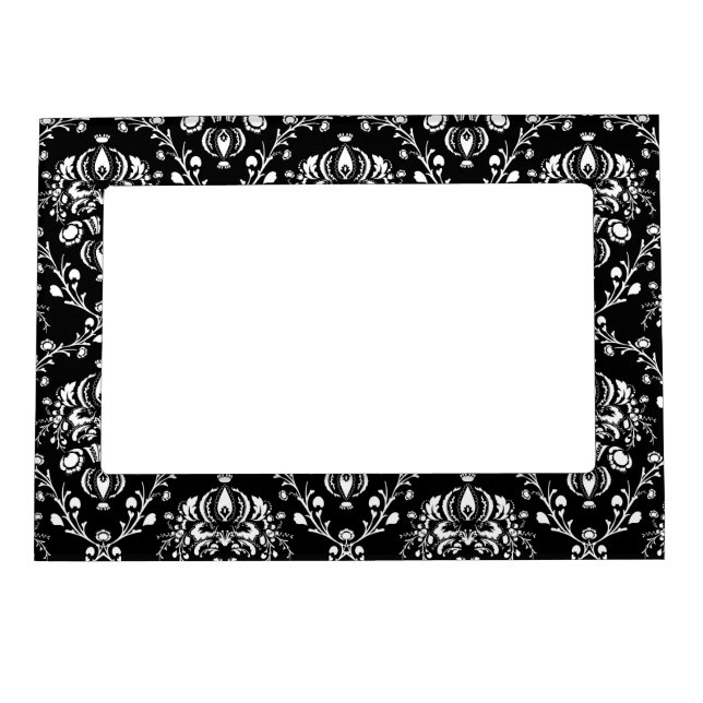 Black and White Damask Magnetic Frame (Front)