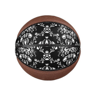 Black and White Damask Mini Basketball