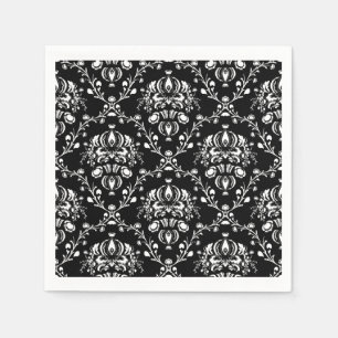 Black and White Damask Napkins