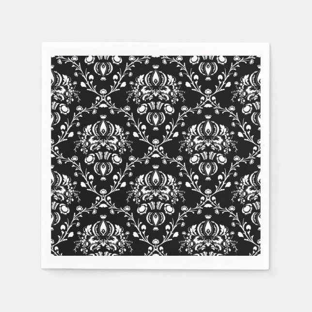 Black and White Damask Napkins (Front)