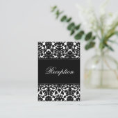 Black and White Damask on Linen Enclosure Card (Standing Front)