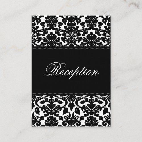 Black and White Damask on Linen Enclosure Card Business Card