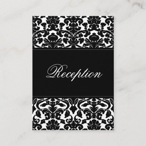 Customizable Black and White Damask on Linen Enclosure Card Business Card