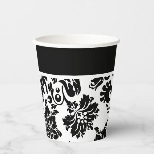 Black and white damask paper cups