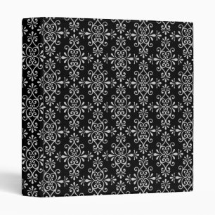 Black and White Damask Pattern 3 Ring Binder