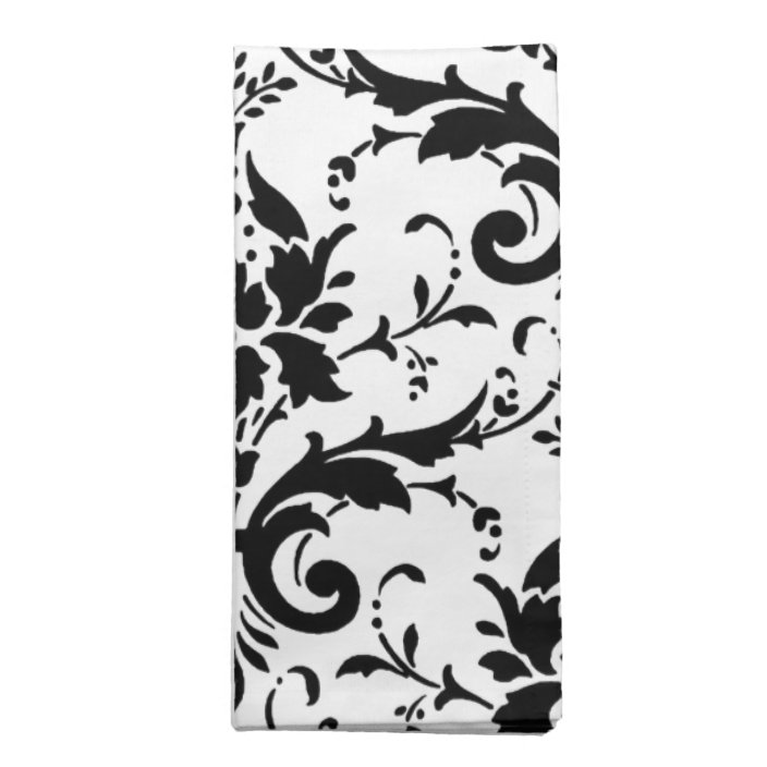 Black and White Damask Pattern Design Cloth Napkin