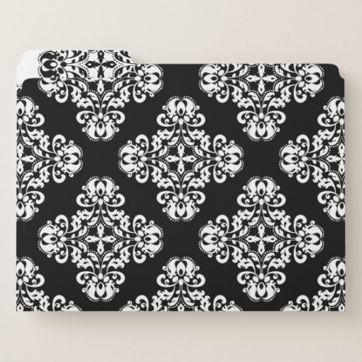Black and white damask pattern file folder Zazzle
