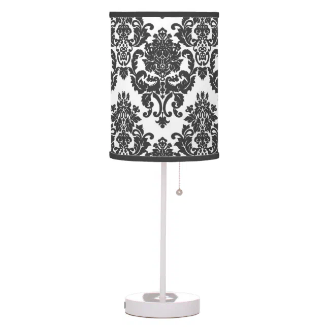 Black and White Damask Pattern Lamp Zazzle