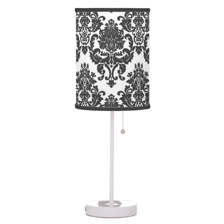 Black and White Damask Pattern Lamp Zazzle