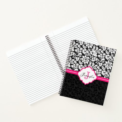 Black And White Damask Pattern Notebook