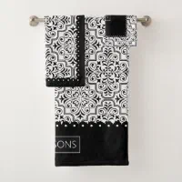 Classy Black and White Damask Bath Towel Set, Zazzle