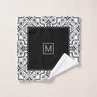 Classy Black and White Damask Bath Towel Set, Zazzle