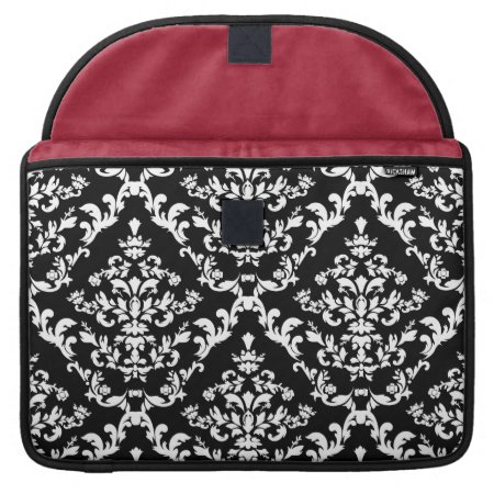 Black And White Damask Pattern Sleeve For Macbook Pro
