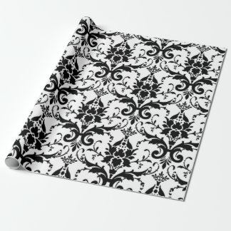 Black and White Damask Pattern Wrapping Paper