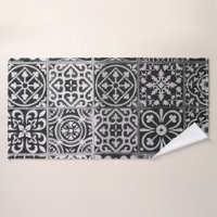 Classy Black and White Damask Bath Towel Set, Zazzle