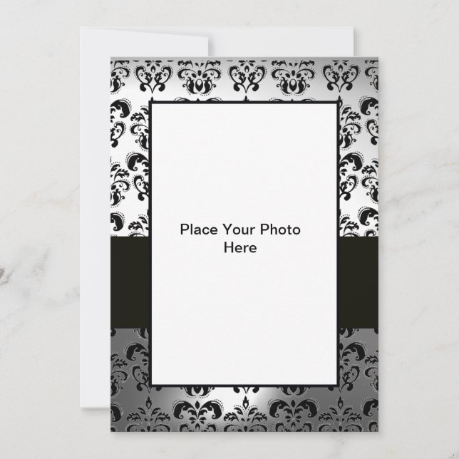 BLACK AND WHITE  DAMASK PHOTO TEMPLATE (Front)