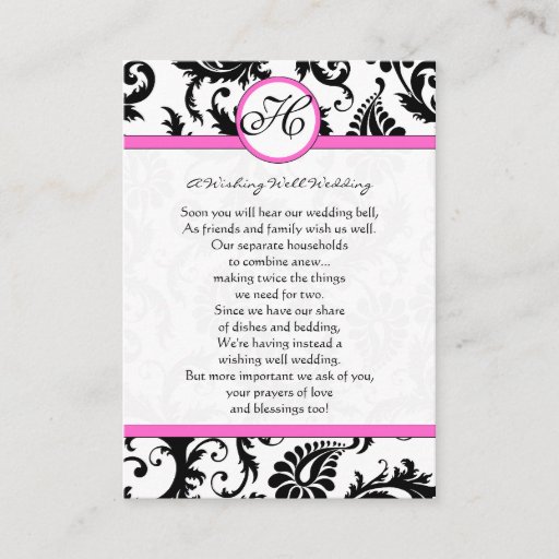 Customizable Black and White Damask Pink Trim Wishing Well Business Card Templates