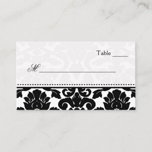 Black and White Damask Place Cards Business Card Template
