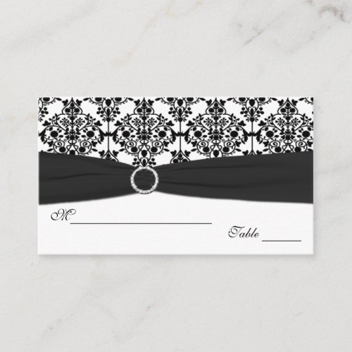 Black and White Damask Placecards Business Card