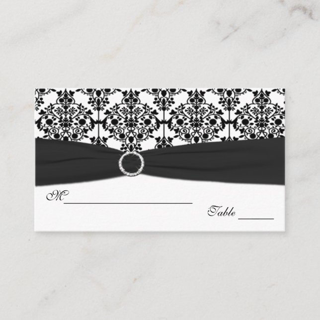 Black and White Damask Placecards (Front)