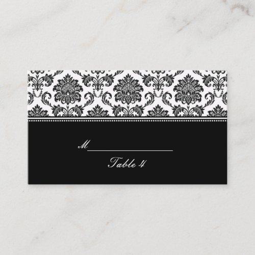Black and White Damask Placecards Business Card