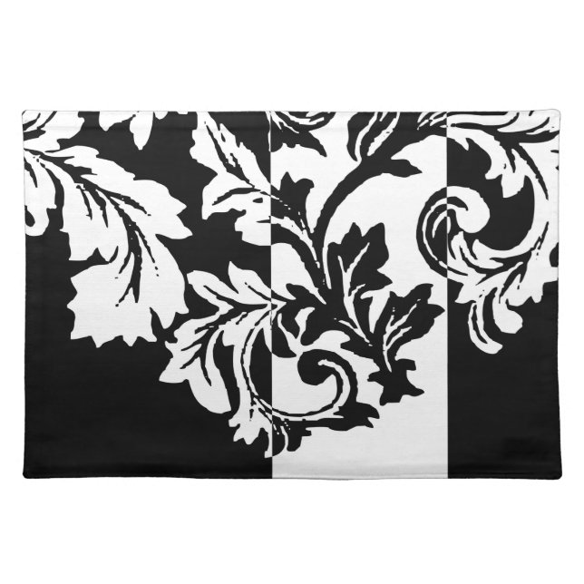 Black and White Damask Placemat (Front)