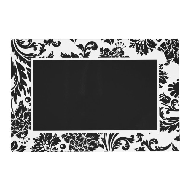 Black and white damask placemat (Front)